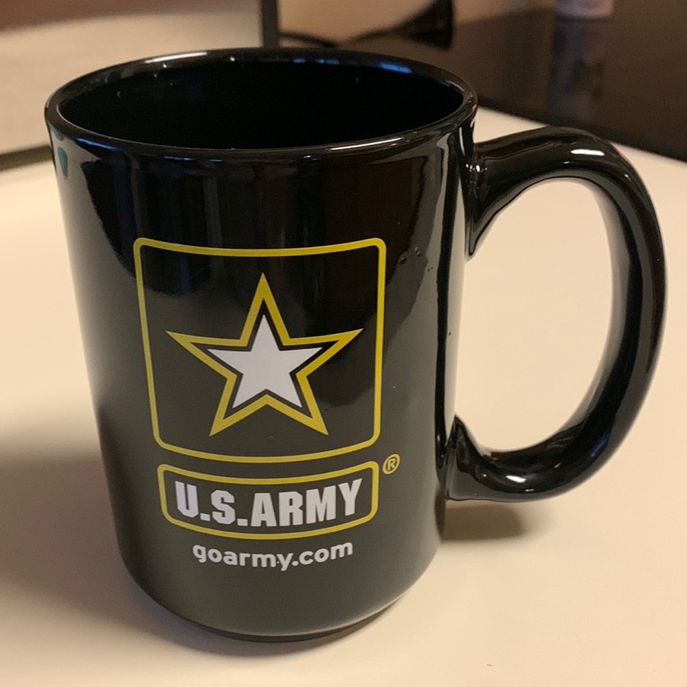 U.S. ARMY Army Strong Go Army Black Ceramic Coffee Mug Cup 14 ounce Promotional